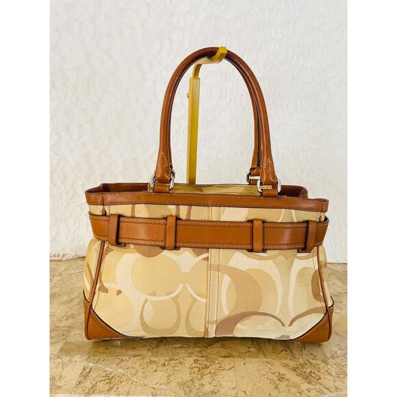 Coach Hampton op art tan/brown striped multicolored Carryall 13337 - Picture 2 of 10